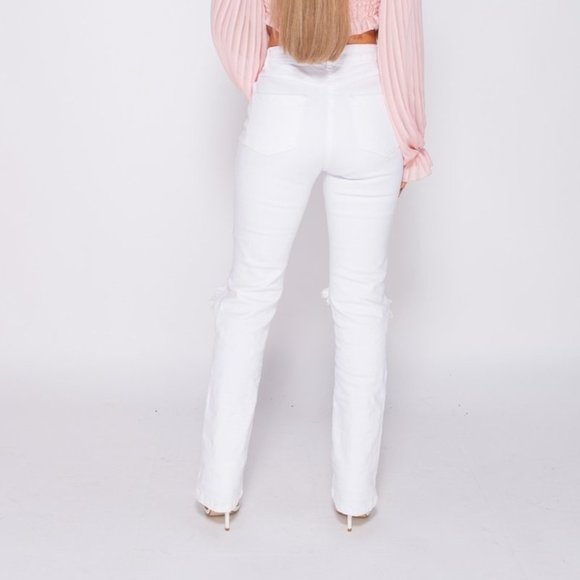 Sale🎉White Distressed Straight Leg Jeans - Picture 6 of 6